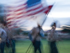 Scouts participating in a flag ceremony
