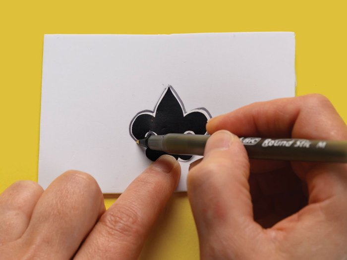 tracing a stencil for the custom stamp