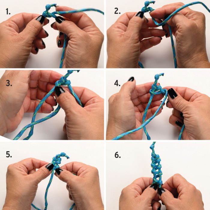 step 2 of weaving the paracord